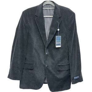 Saddlebred 44R BLACK Corduroy Sport Coat Jacket Blazer Old Money Business